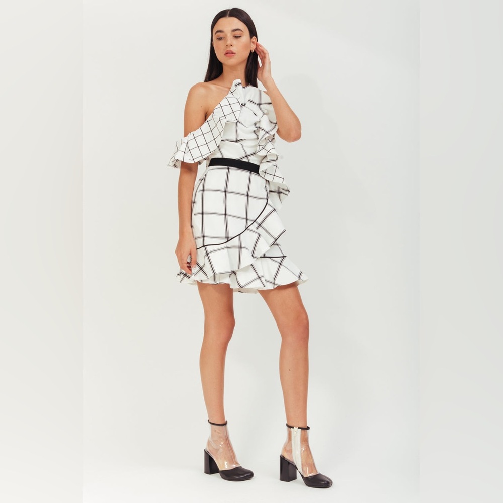 SELF-PORTRAIT FRILL CHECK DRESS